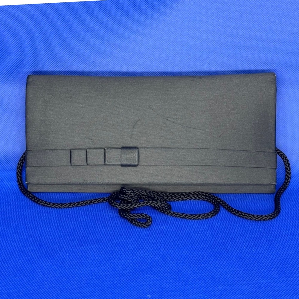 Carla Marchi Vintage Black Satin Evening Clutch Bag Mirror Strap‎ Cocktail Gala